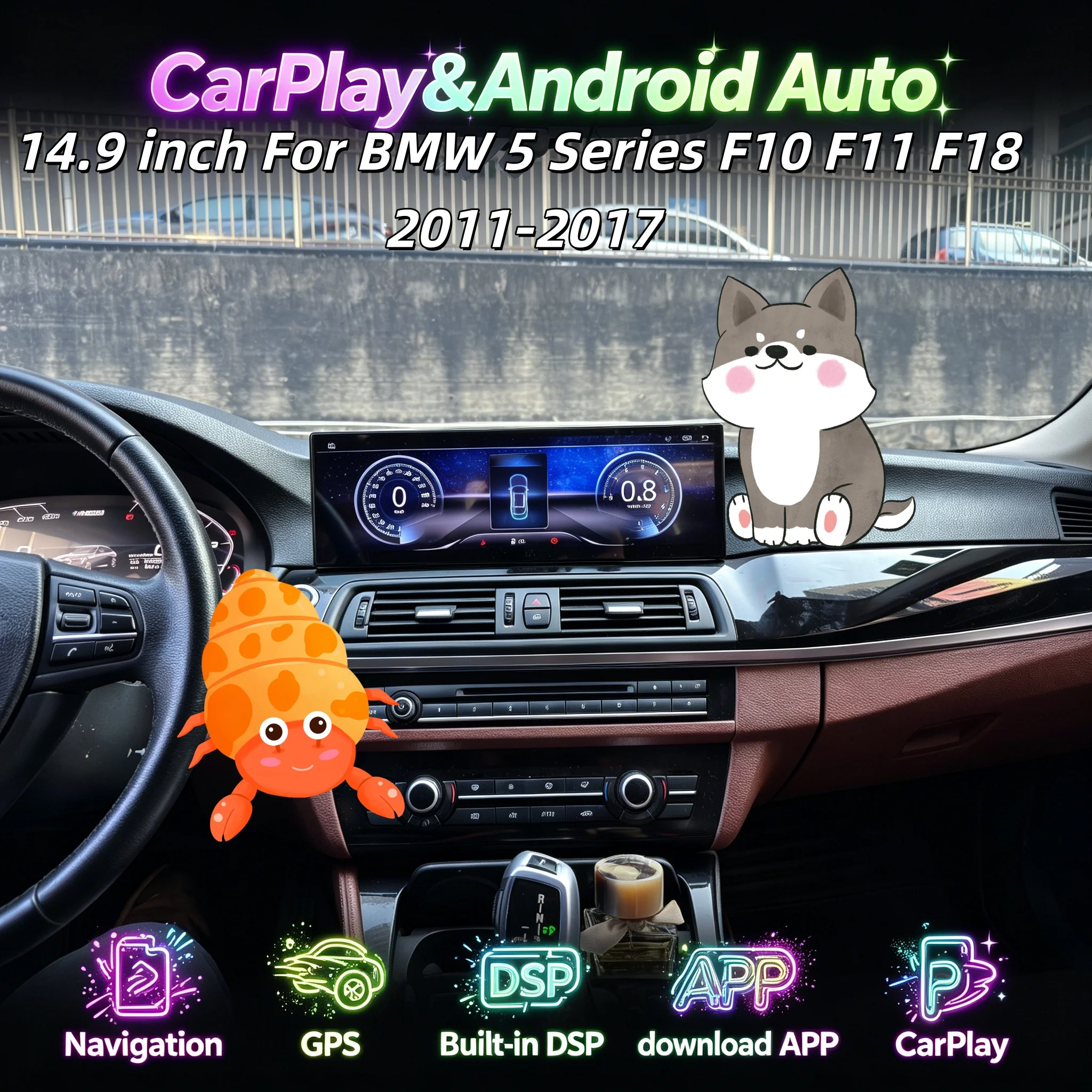 H 14.9inch Car Radio CIC NBT CarPlay For BMW 5 Series F10 F11 F18 2011-2017 Android Auto Car Multimedia Player Stereo Head Unit