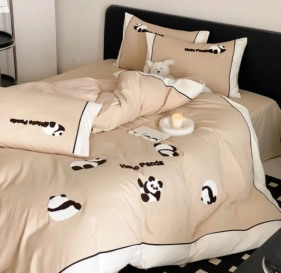 Cute cartoon panda bedding set 1.5 1.8 2.0 kid teen,full queen king lovely cotton home textile bed sheet pillow case quilt cover