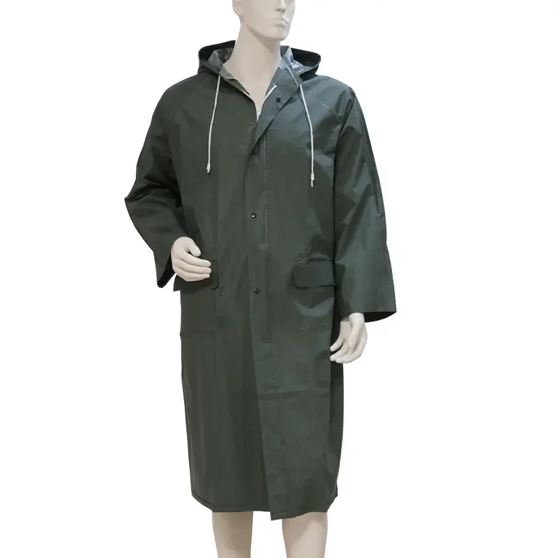 Outdoor labor protection duty dual-purpose extended raincoat PVC single rubber raincoat for adult hiking all-in-one raincoat