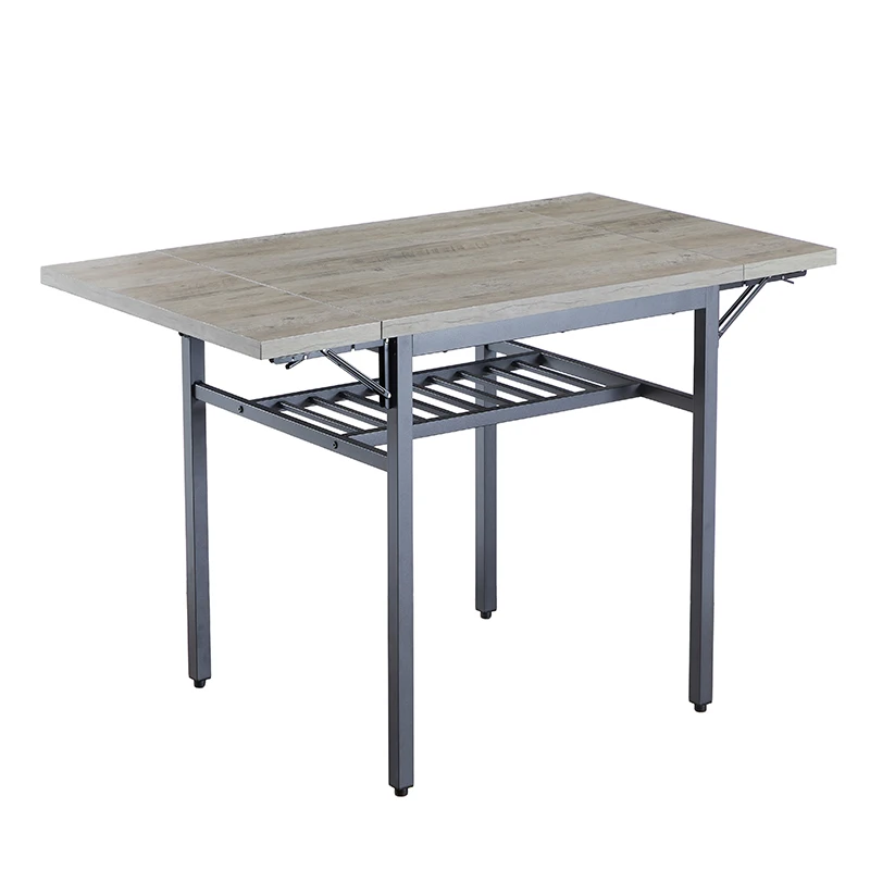 Opklapbare Eettafel, 1.2 Inch Dik Tafelblad, Voor Eetkamer, Woonkamer, Grijs, 63.2 ''L X 35.5'' W X 30.5 ''H.