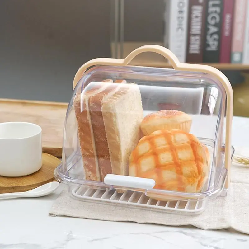 New Flap Bread Storage Box Portable Dust-proof Sealed Cake Dim Sum Box With A Lid Milk Bottle Draining Drying Transparent