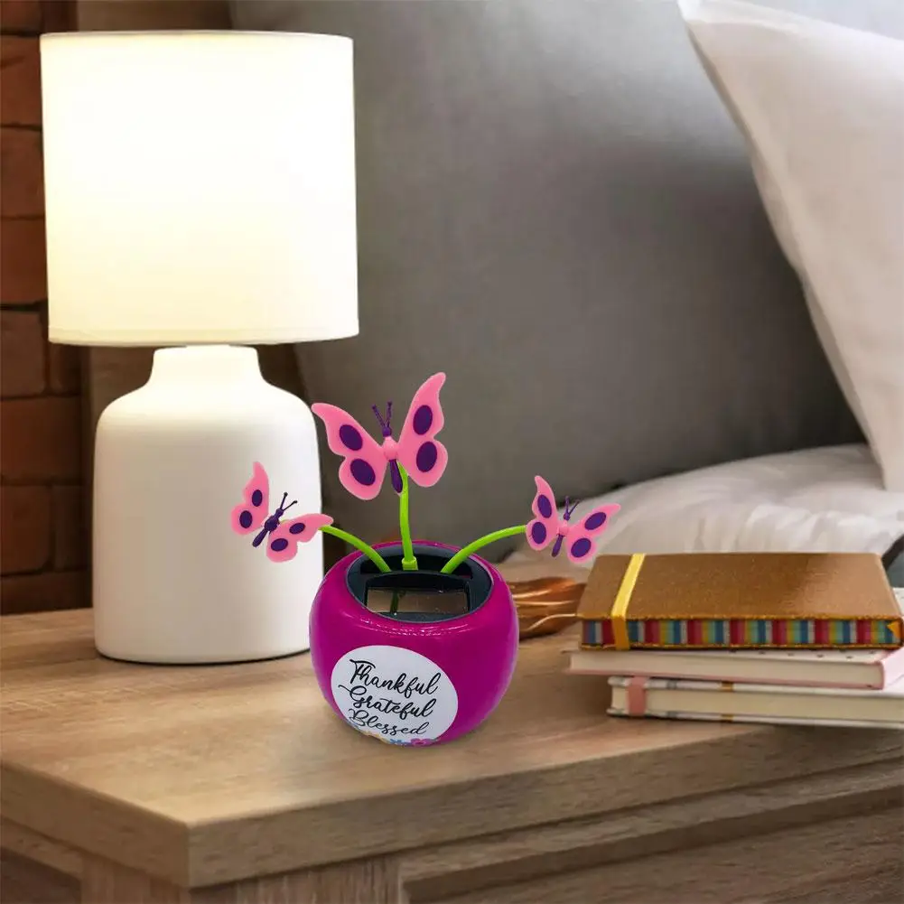 Solar Powered Dancing Flower Sunflower Swinging Butterfly Flap Bobbleheads Flip Desk Animated Decor Car Dancer Dashboard To V2J1