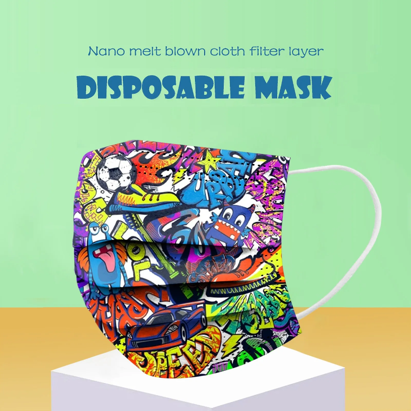 أقنعة الأطفال المطبوعة 50 قطعة أقنعة الأطفال على طراز كرة القدم الكرتون الحرم الجامعي حماية الحياة اليومية الديكور التنقل