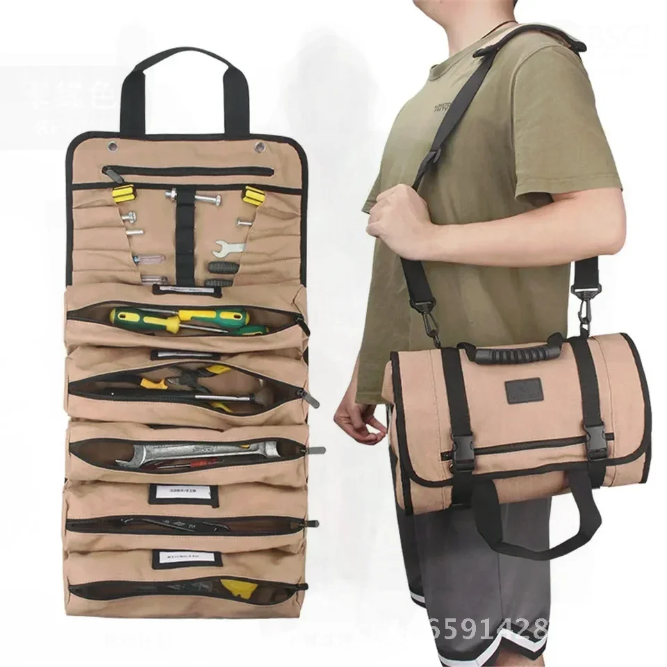 

ew Tool Pouches Screwdriver Insert 5 Pouch Electrician Roll UP Portable Tool Bag withTool Organizer for Automotive Tool Ba
