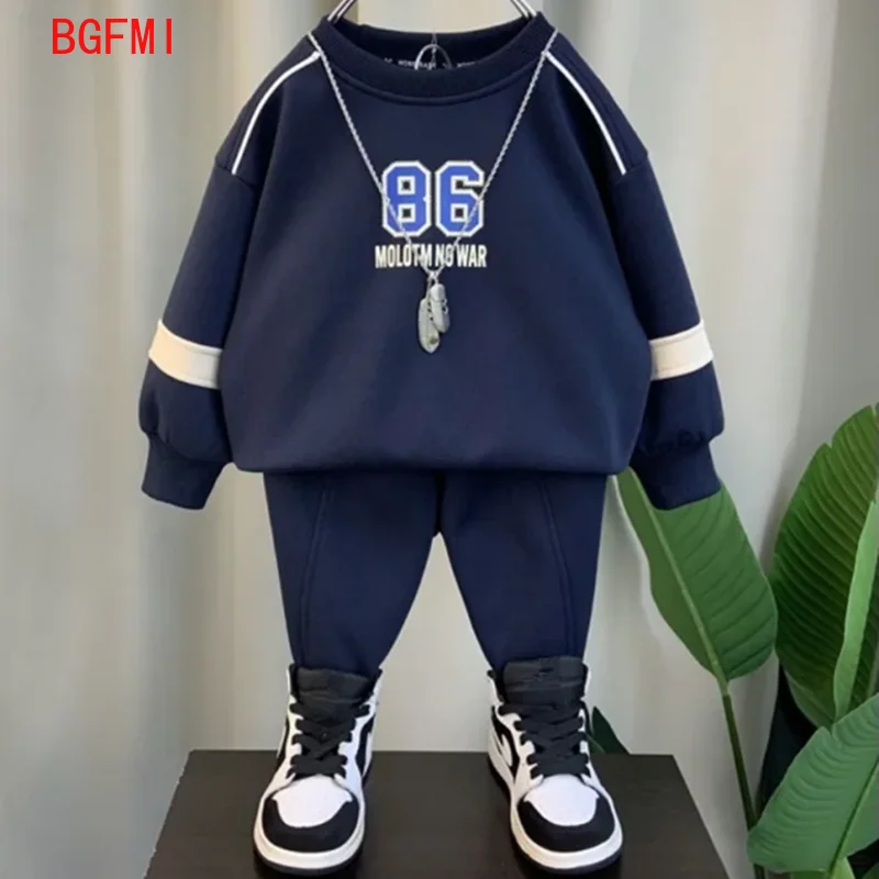 

Spring Autumn Children's Top and Bottom Set Men's Baby Clothes Sports Suit Boys Letter T-Shirt Pant 2Pcs Suit 2-12Y Tracksuit