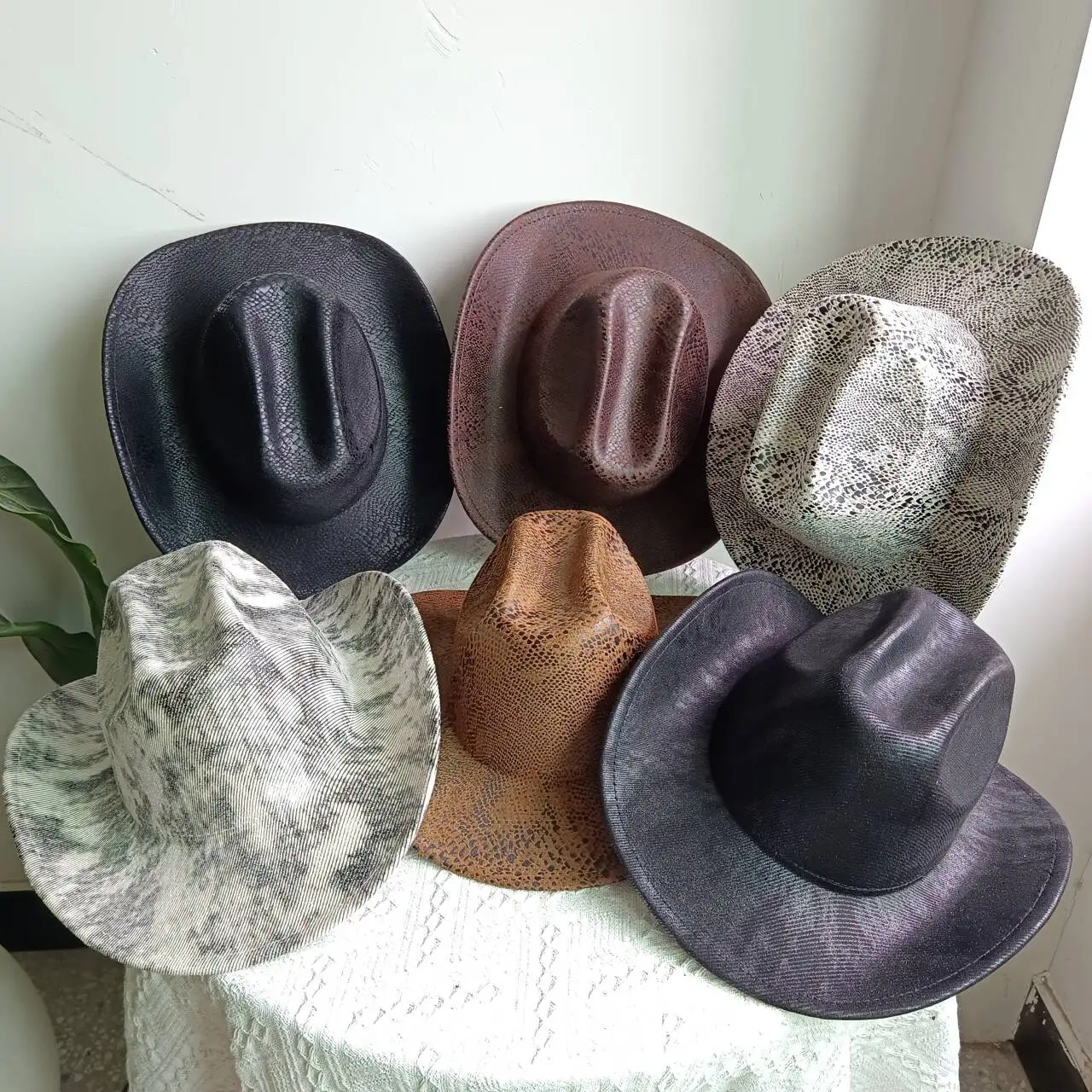 

New Cool PU Leather Western Cowboy Hat Wide Brim Beach Hat Summer Sun Hat Cycling Hat Knight Hat Sun Hat Women Cowboy Hat