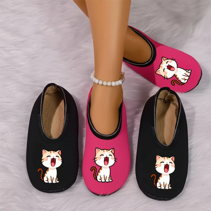 

Four season wearable couple cartoon bird print with thin velvet lining, breathable, high elasticity, anti slip floor slippers