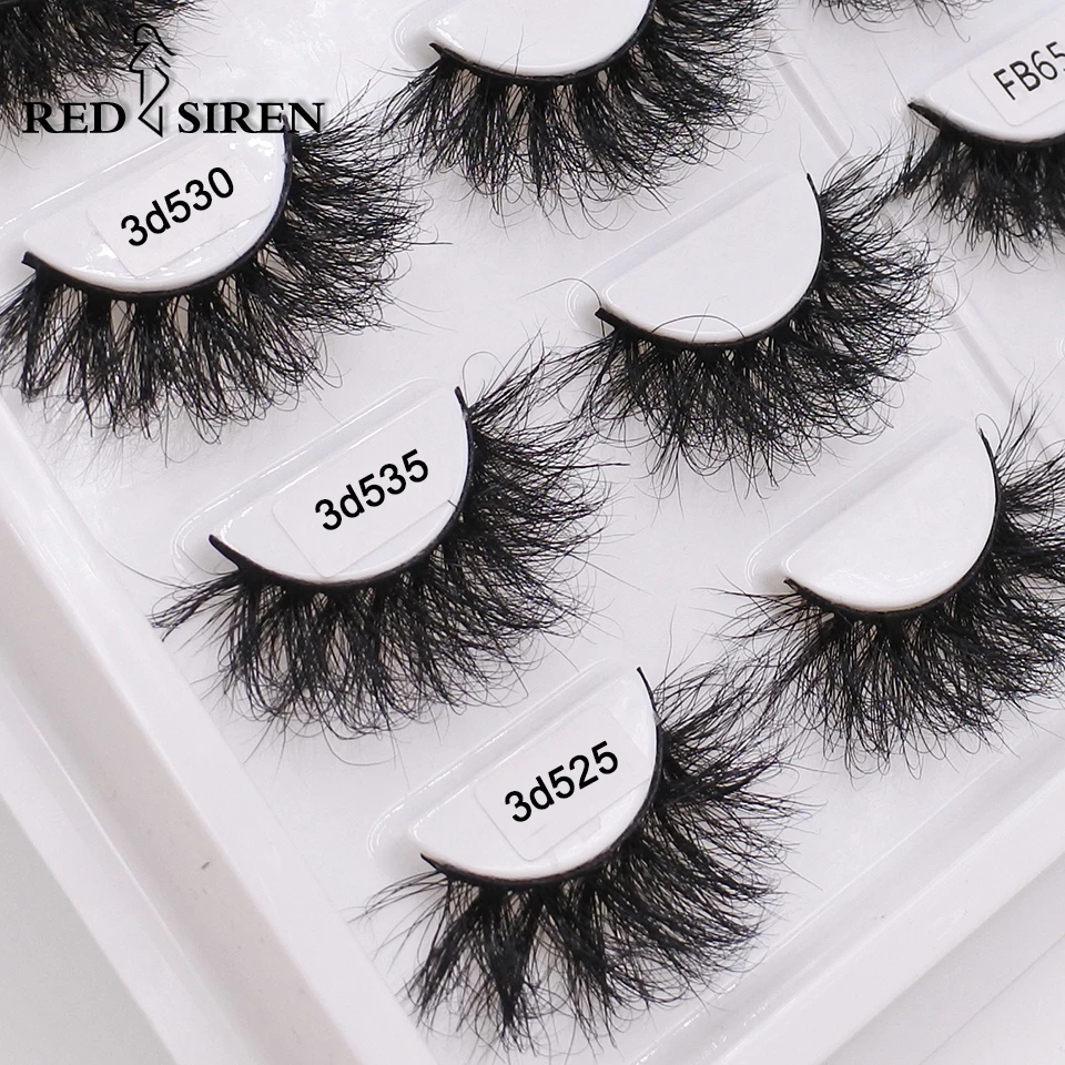 RED SIREN 15mm-20mm Fluffy Mink Lashes Makeup Dramatic Messy Natural Mink Eyelashes