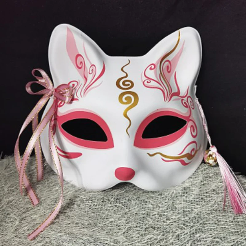 New Fox Mask Role Playing Carnival Handdrawn Anime Devil Half Face Cat Mask Festival Party Role Playing Prop Mask