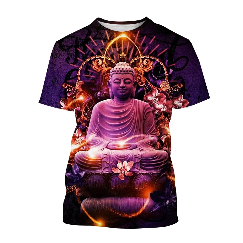 Unisex Fashion Pattern Unisex 3D Printing Buddha Casual Loose Comfortable Hot Sale Men\'s T-Shirt Kid Tees Tops