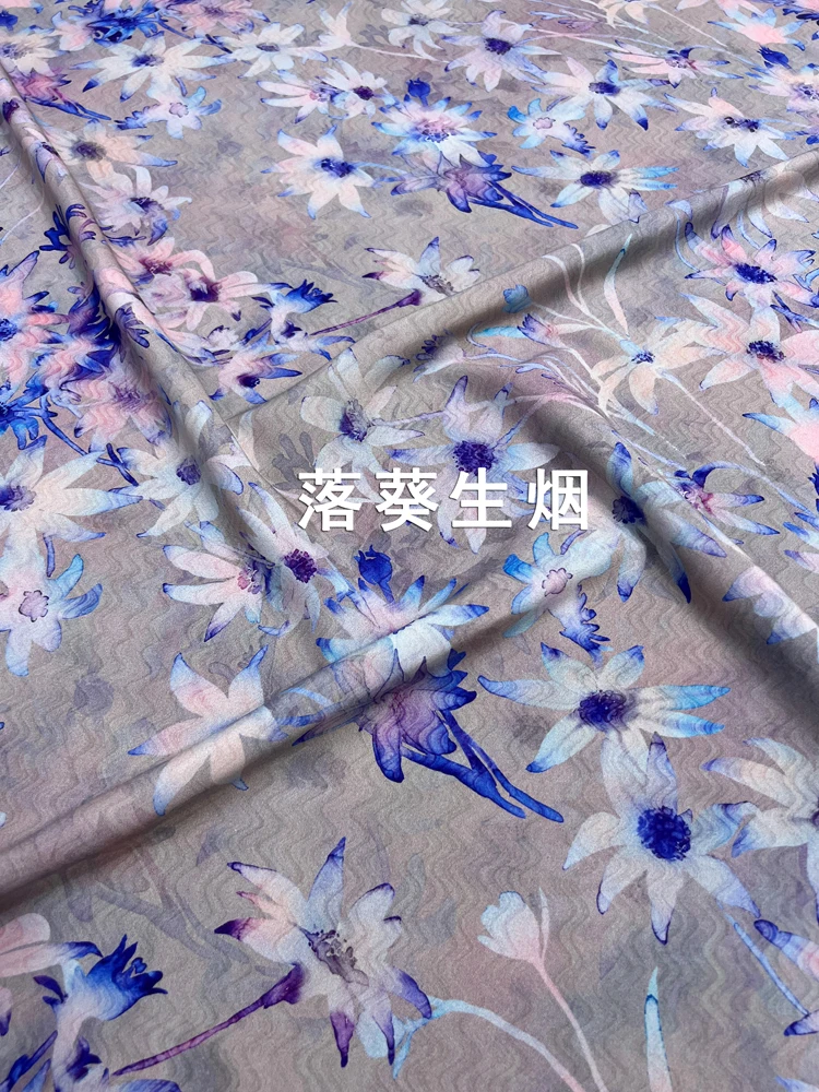 Robe en pansement de Chine imprimée florale, bleu, rose, doux, document, commissionné, tissu, jupe ronde, MulberpopinjShirt