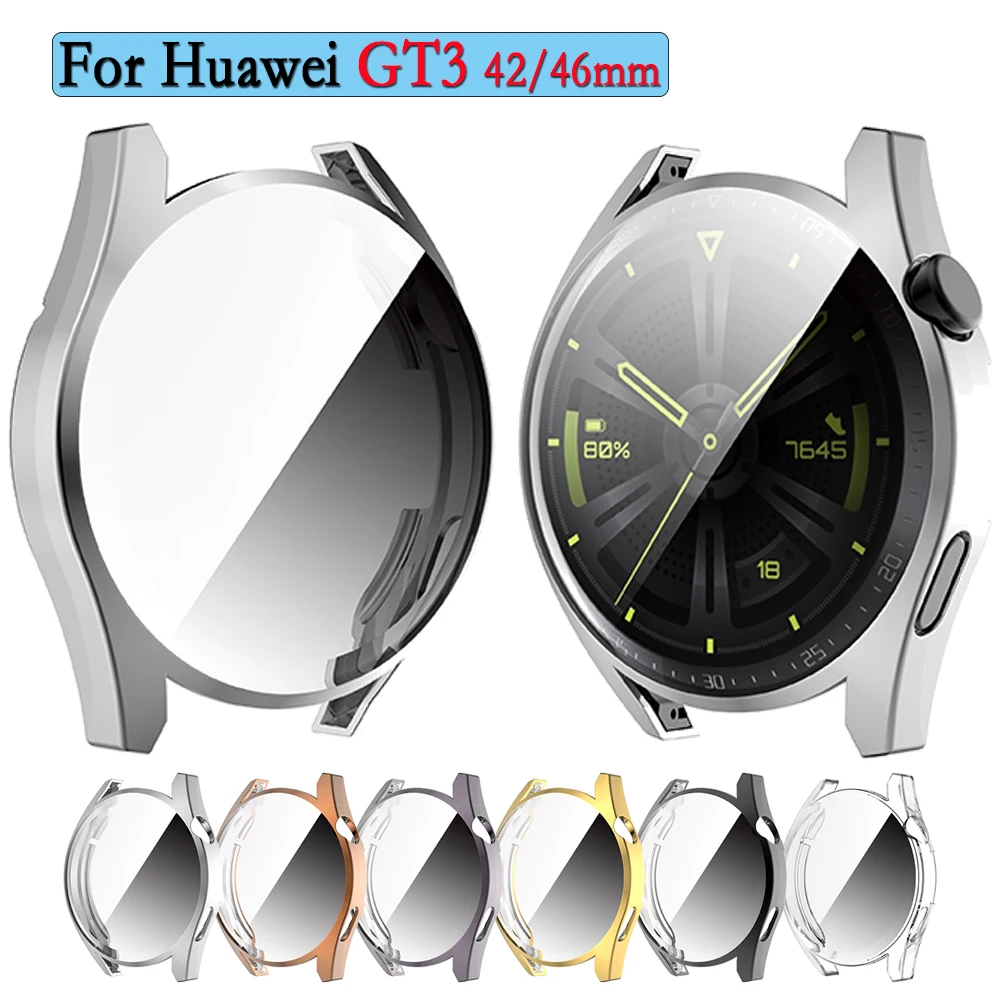 حافظة لهاتف هواوي GT3 ، غطاء ساعة مع واقي شاشة ، استبدال قذيفة ساعة ، اكسسوارات ، 42 مللي متر ، 46 مللي متر