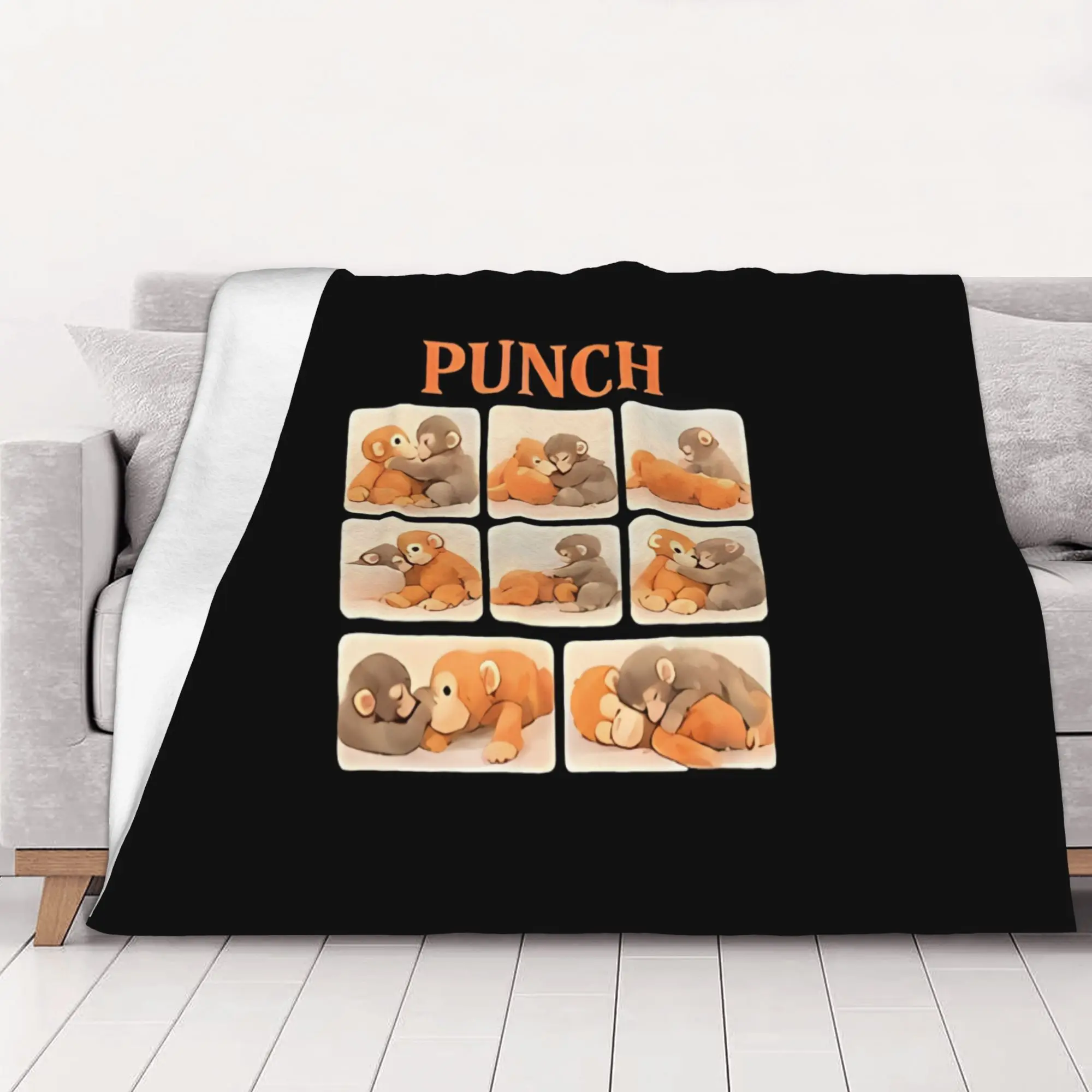 1PC home Cutecore Punch Monkey Cute monkey hugging plush Blanket Super Cosy Plush Home Living Room Sofa halloween