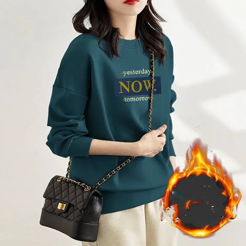 ผู้หญิงคอยาวแขนยาวหลวมHoodies Plusขนาดพิมพ์แฟชั่นคลาสสิกสบายๆเดินทางเสื้อXQ154