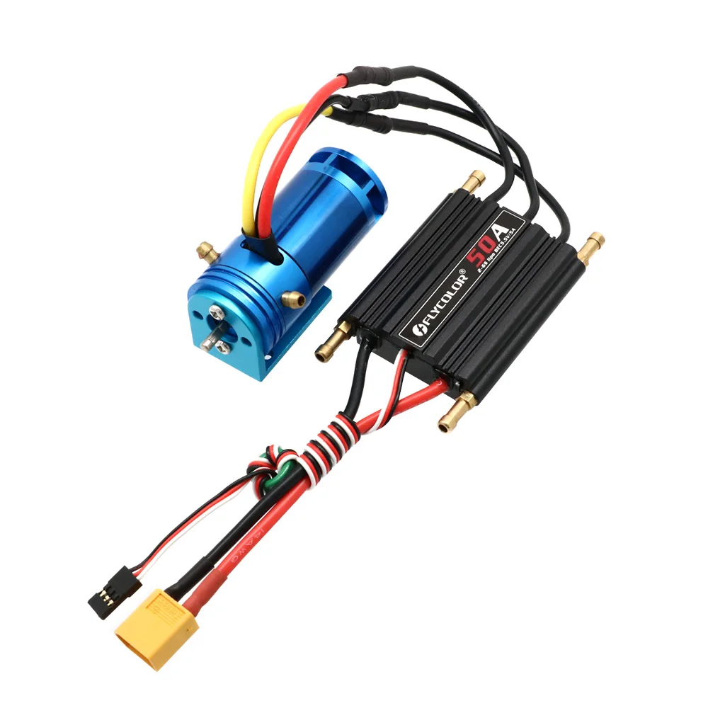 RC Brushless Power Drive 2862-2800KV 2-4S Water-cooling Motor and Flycolor 50A Water-Cooled ESC With 5.5V/5V BEC For RC Boat