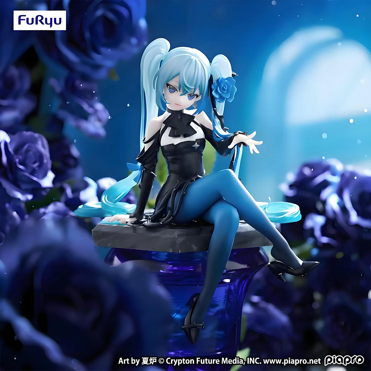 Figurine d'Action Authentique Vocaloid Hatsune ku, Rose Bleue, Fleur Dégradée, Modèle de Collection, Jouet Décoratif Gk