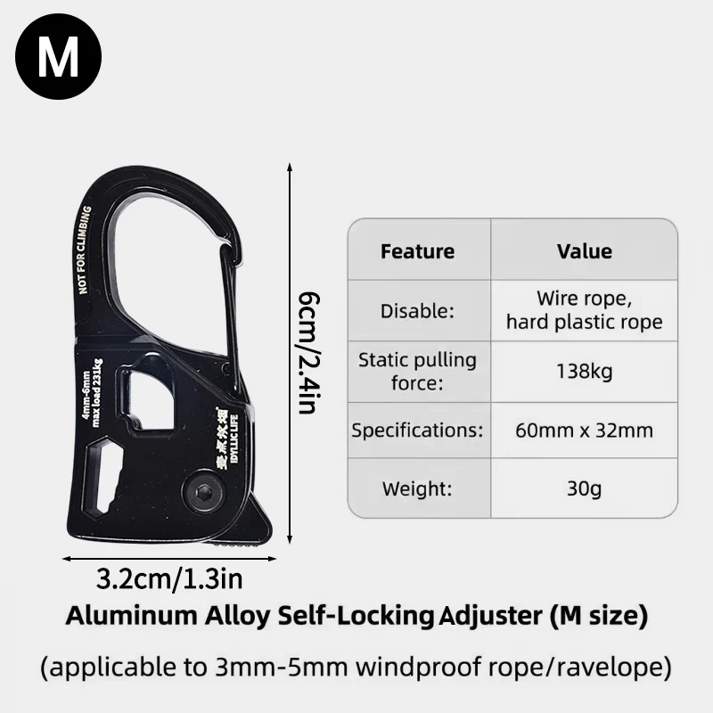 HDIRXG Aluminiumlegering Spanner voor Tenttouw, Kampeergereedschap, Sterke Belastbaarheid, Tenttouw Spanner, Koord- en Zeilspanner