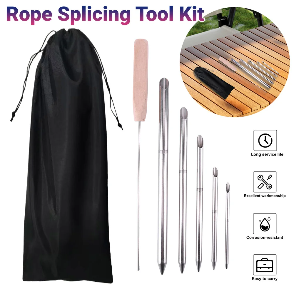 

Rope Splicing Tool Kit 0.24in 0.31in 0.39in 0.47in 0.59in & 1pcs Pusher Prevents Ropes Slipping Out Line Braiding Set Tool