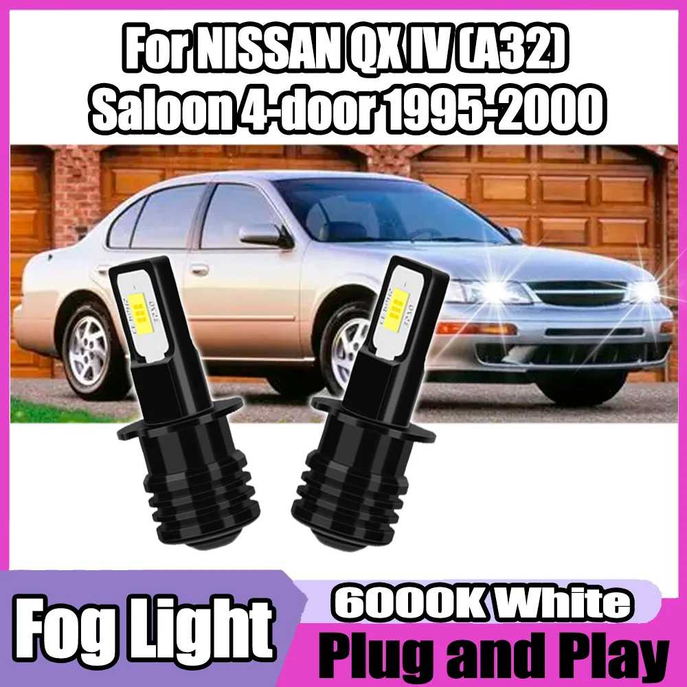 

2PCS Car LED Front Fog Light 6000K Super White 3570 CSP Chips For NISSAN QX IV (A32) Saloon 4-door 1995 1996 1997 1998 1999 2000
