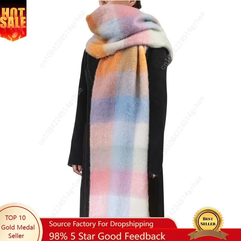 

Womens Scarf Winter Big Colorful Checked Thick Warm Soft Scarves Casual Tassel Blanket Scarf