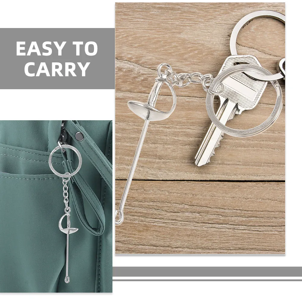 

2Pcs Fencing Keychain Creative Metal Design Portable Decorative Small Keychain Bag Pendant Sports Souvenir Key Chain