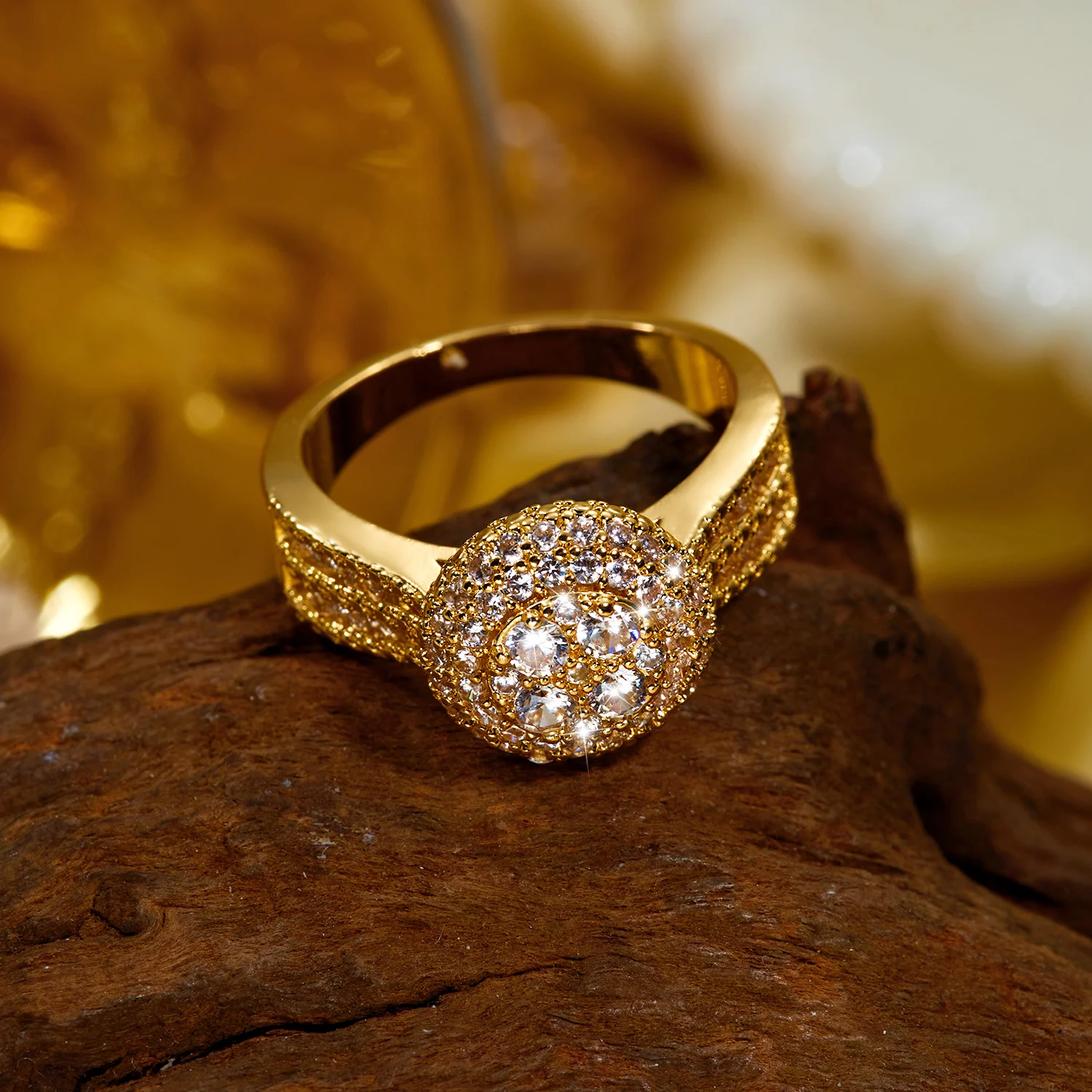 Runder Voll-Diamant Micro-Pavé Zirkonia Kupferring für Frauen Kreisförmiger Glitzer Eternity Stapelbarer Fingerschmuck – Detail 10