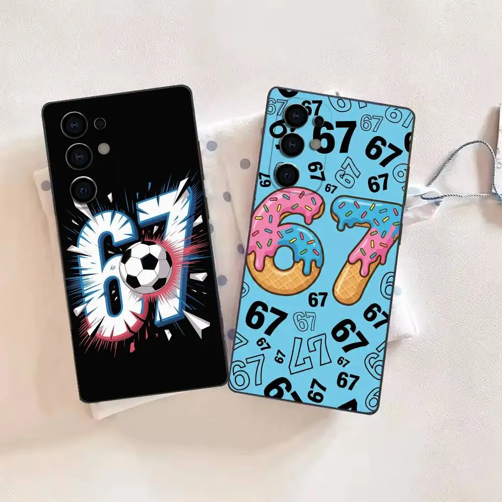 Fashion 67 Six Seven Phone Case For Samsung S26,25,24,21,22,21,20,10,9,8,7,6,5,Ultra,Plus,Fe,Lite Black Shell