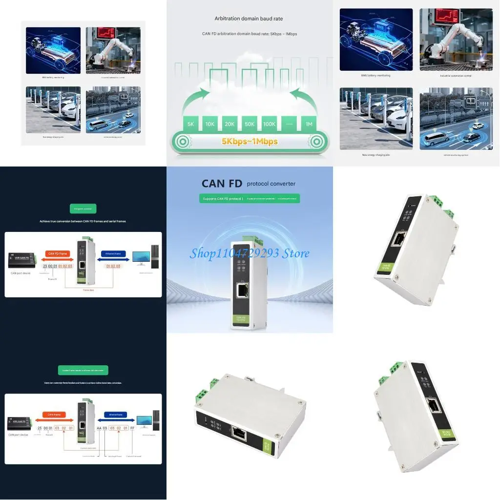 

Y2GD CANFD to Ethernet Converter 5Conversion Mode Bidirectional Communication
