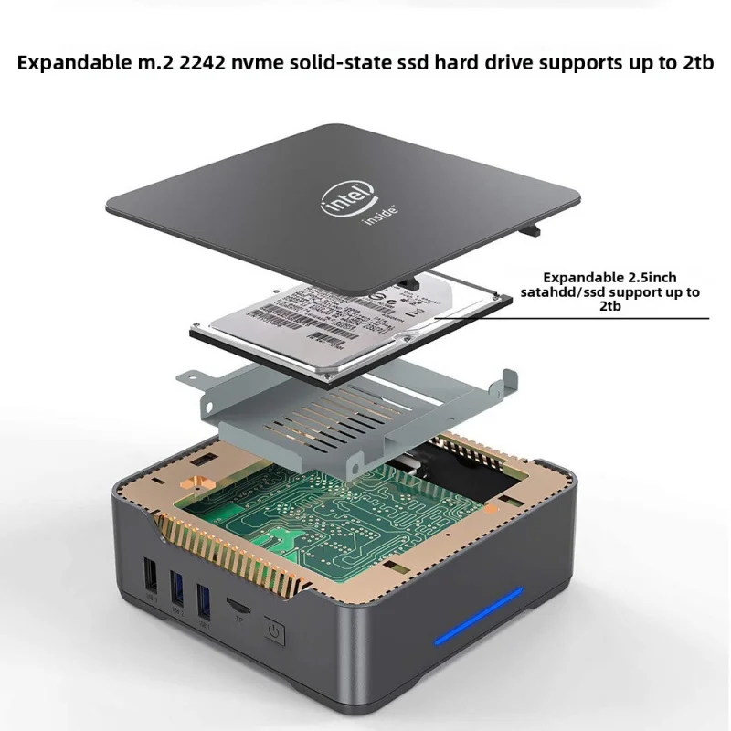 J4125 N100 Mini PC Host N150 Home Office Micro computer portatile da gioco 4K con uscita a tripla schermo