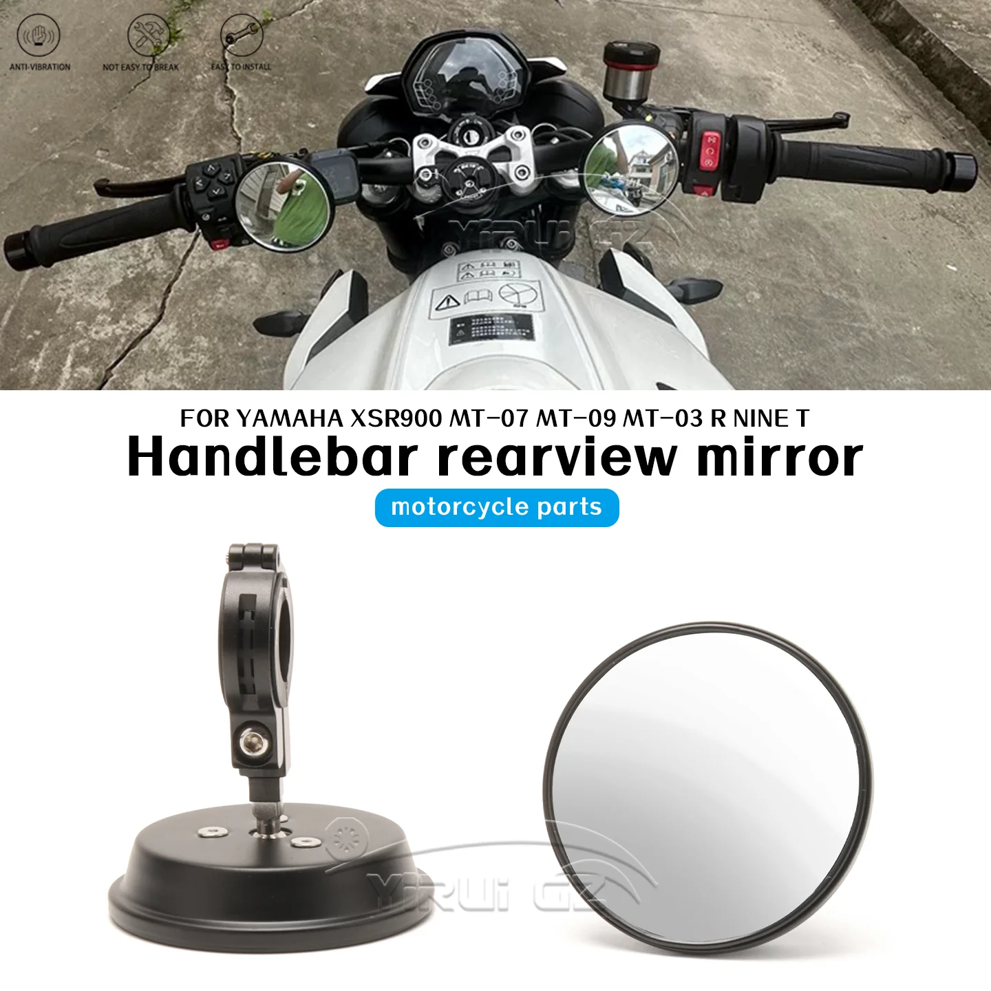 

Мотоциклетный вспомогательный ретровизор для слепых зон для Yamaha xsr900 MT-07 MT-09 MT-03R Espelhos de grande angularpara NINE T MT-07 MT-09