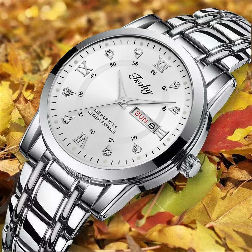 Osobowość młodzieżowa, męski zegarek studencki w obcym stylu, przystojny, prosty, podwójny kalendarz, trwały, rekreacyjny, sportowy, klasyczny wat