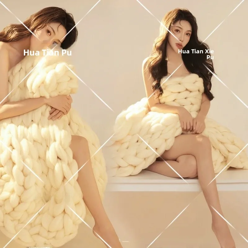 

Корейский стиль: одеяло-плед для фотосессий, одежда для молодых женщин, летняя мода, показ мод, персональная художественная фотосъемка