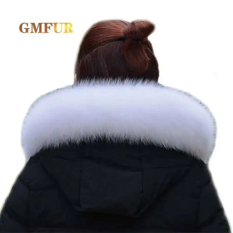 

100% Real Fox Fur Collar White Black Fur Hat Strip Winter Luxury Women Scarf Neckline Warm Shawl 70*10CM Can Be Customized