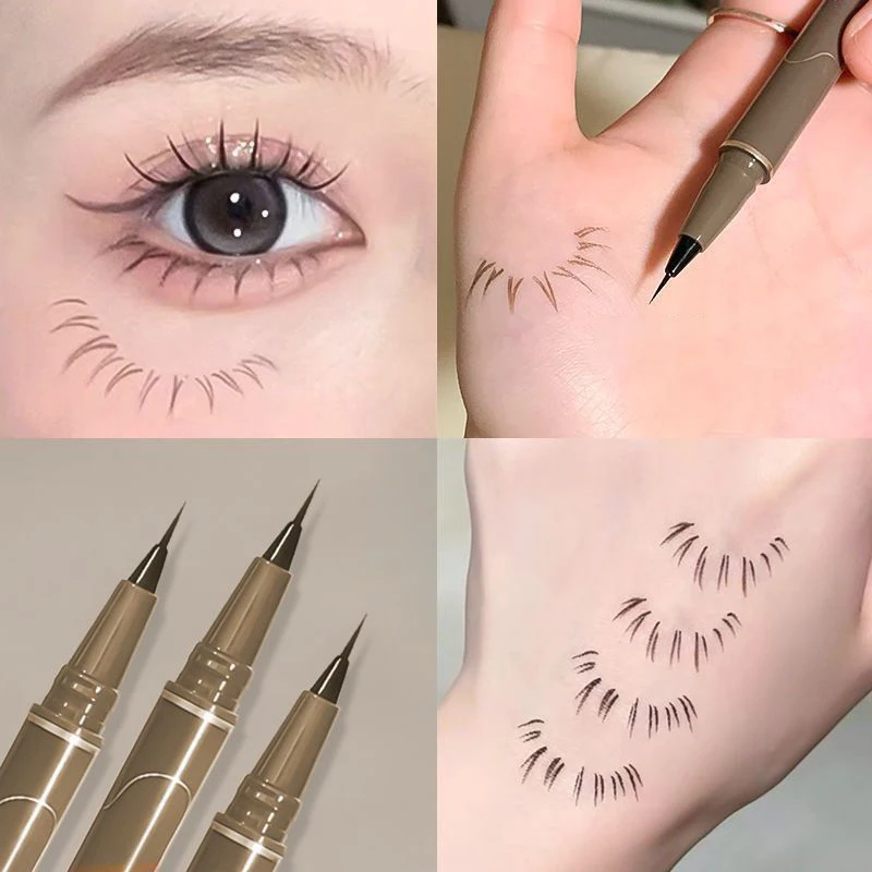 Stylo Eyeliner Liquide Très Fin pour Femme, Mère Couchée, Ver à Soie Ins, Ombre à Vent, Eyeliner Durable, Non Taches, vaccage Rapide, 0.1mm