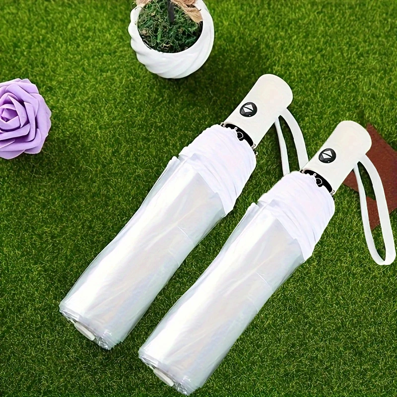 1pc-Korean Transparent Umbrella Folding Automatic Open And Close Umbrella Mori Three-fold Student Sunny Umbrella