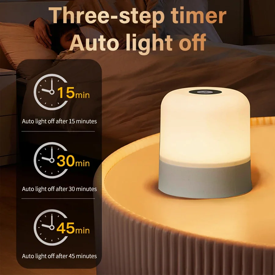 Touch The Night Light Bedroom Bedside Lamp Table Lamp Ambient Light Color Changing Light Dimmable Charging Desktop Night Lamps