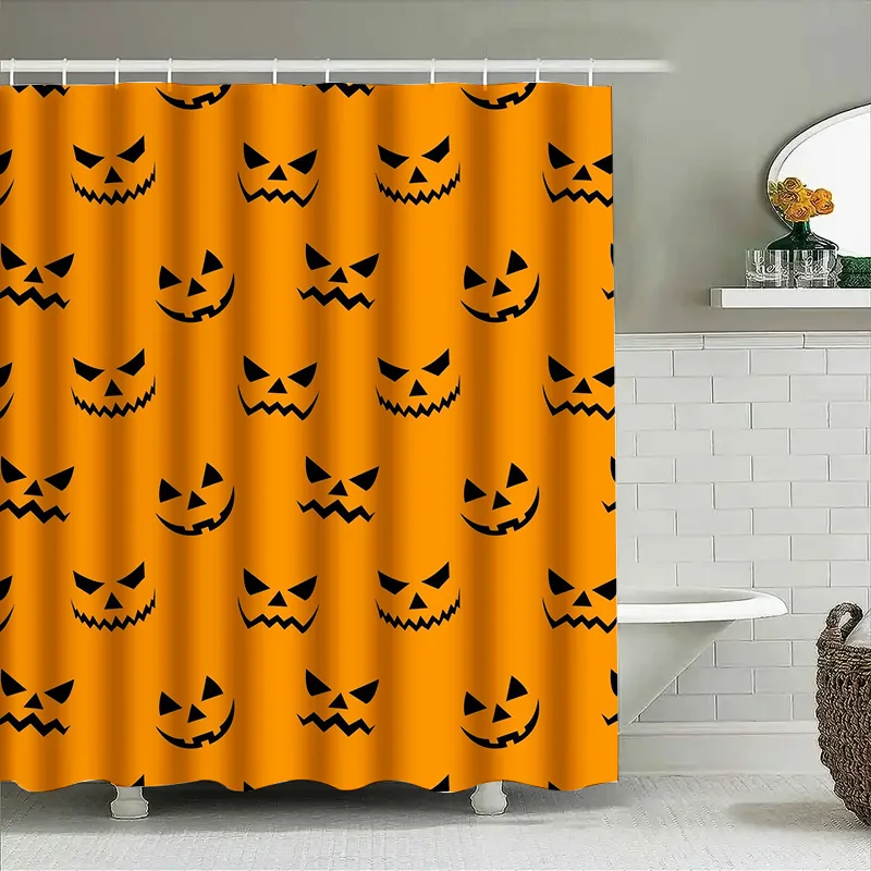 

Tuniu Хэллоуин тыква занавеска для душа черный оранжевый страшный узор декор для ванной комнаты