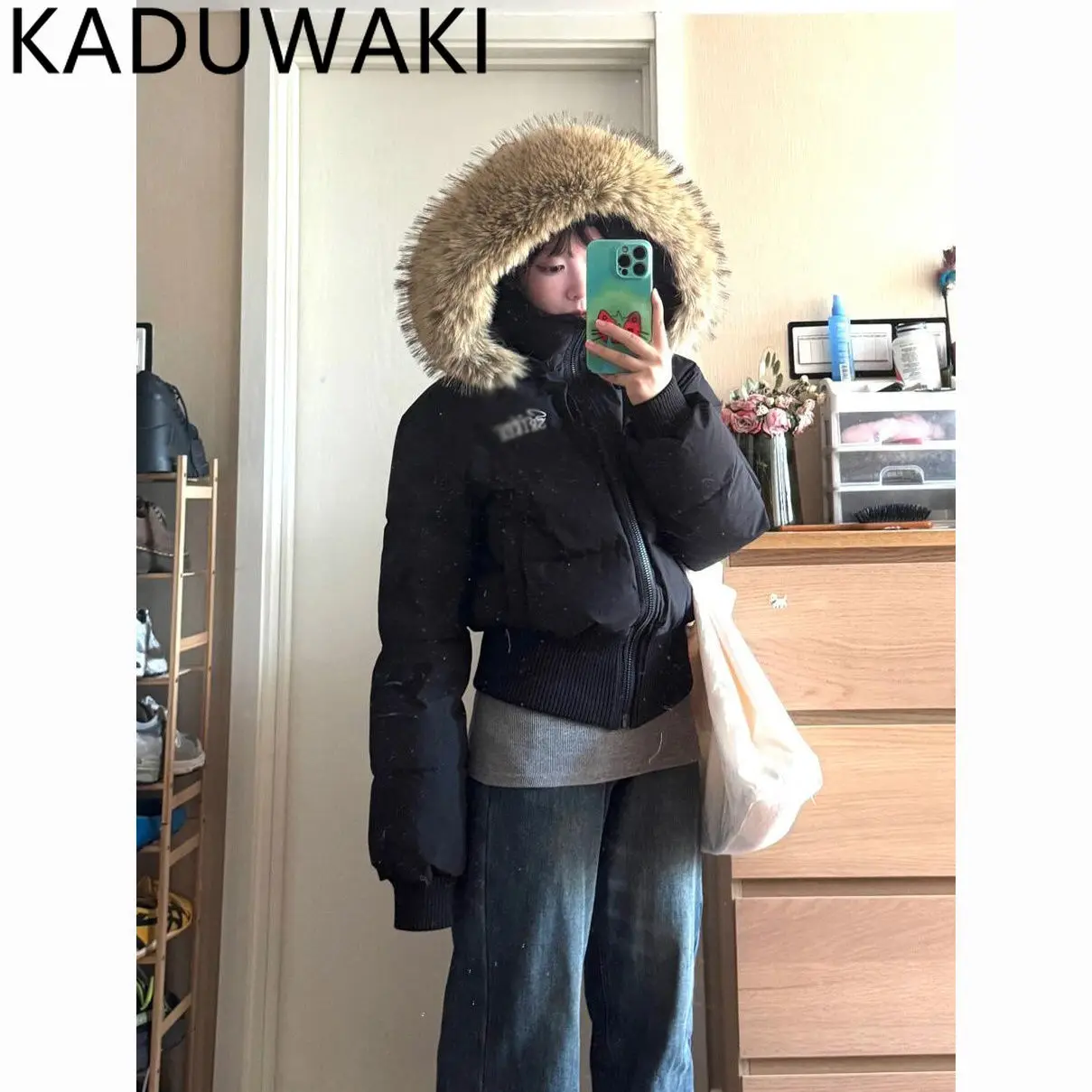 

Корейские шикарные короткие парки с тонкой талией Y2k Harajuku в стиле гранж с принтом в стиле пэчворк, пушистая хлопковая куртка с капюшоном, осень-зима, новый теплый топ