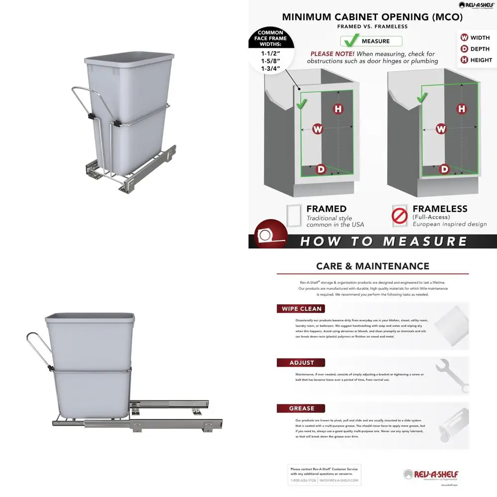 

stainless steel slide-out trash bin with chrome finish