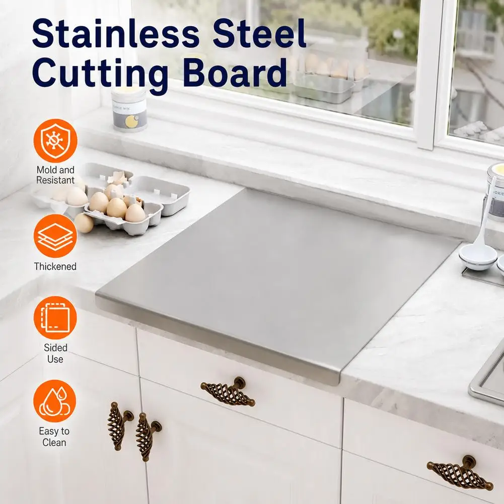 Stainless Steel Cutting Board Multifunctional L-Shaped Thick Chopping Board for Home Kitchen Baking Fruit Cutting Use