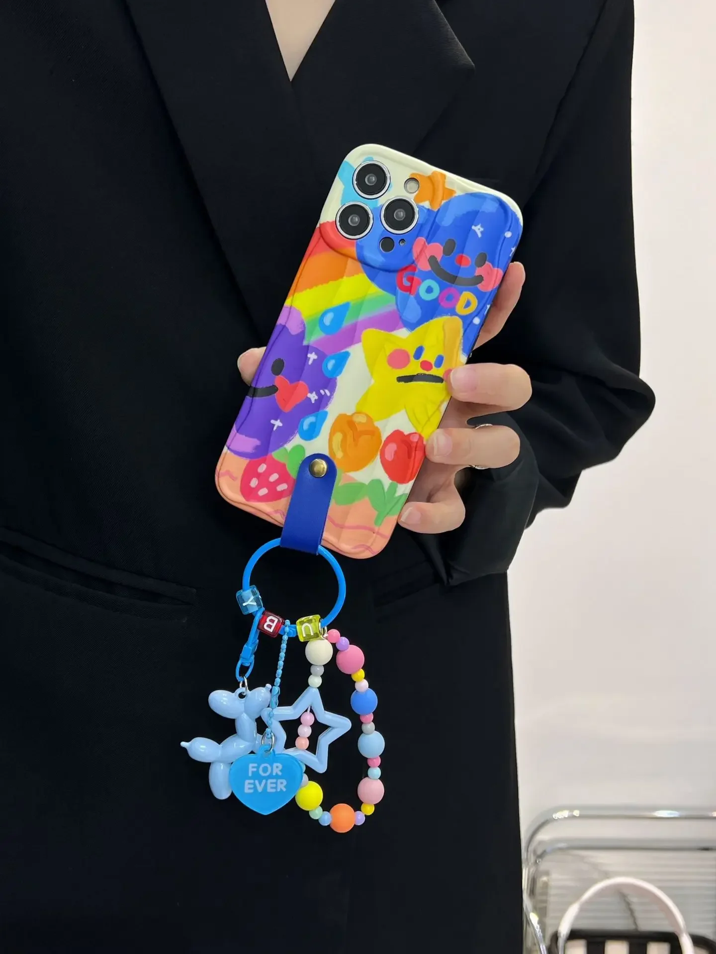 New Product Suitable for iPhone 14promax Night Sky Star Dog Pendant Case 13pro 12 Color Building Block Chain 11 Protection Cover