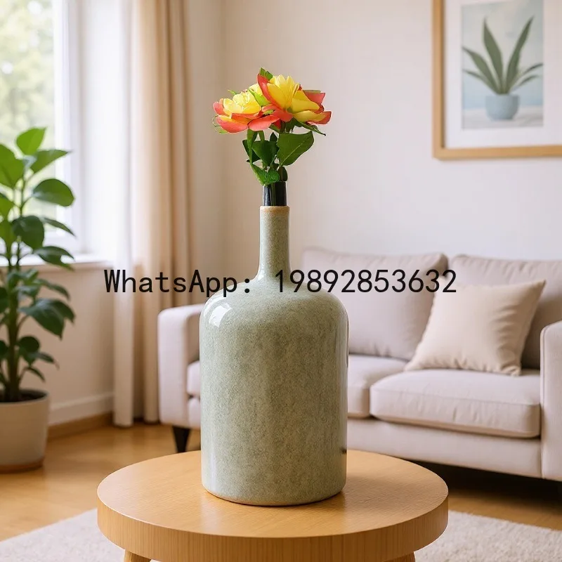 

Ceramic Vase Thin-mouthed Flower Arrangement Kiln-transformed Porcelain Vases Flower Vase Home Decoration Accessories