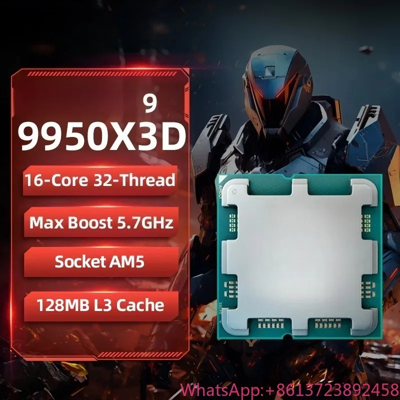AMD Ryzen 9 9950X3D Game CPU R9 9950X3D Up To 5.7GHz 16-Core 32-Thread Socket AM5 128MB Cache Gaming Processor Without Package