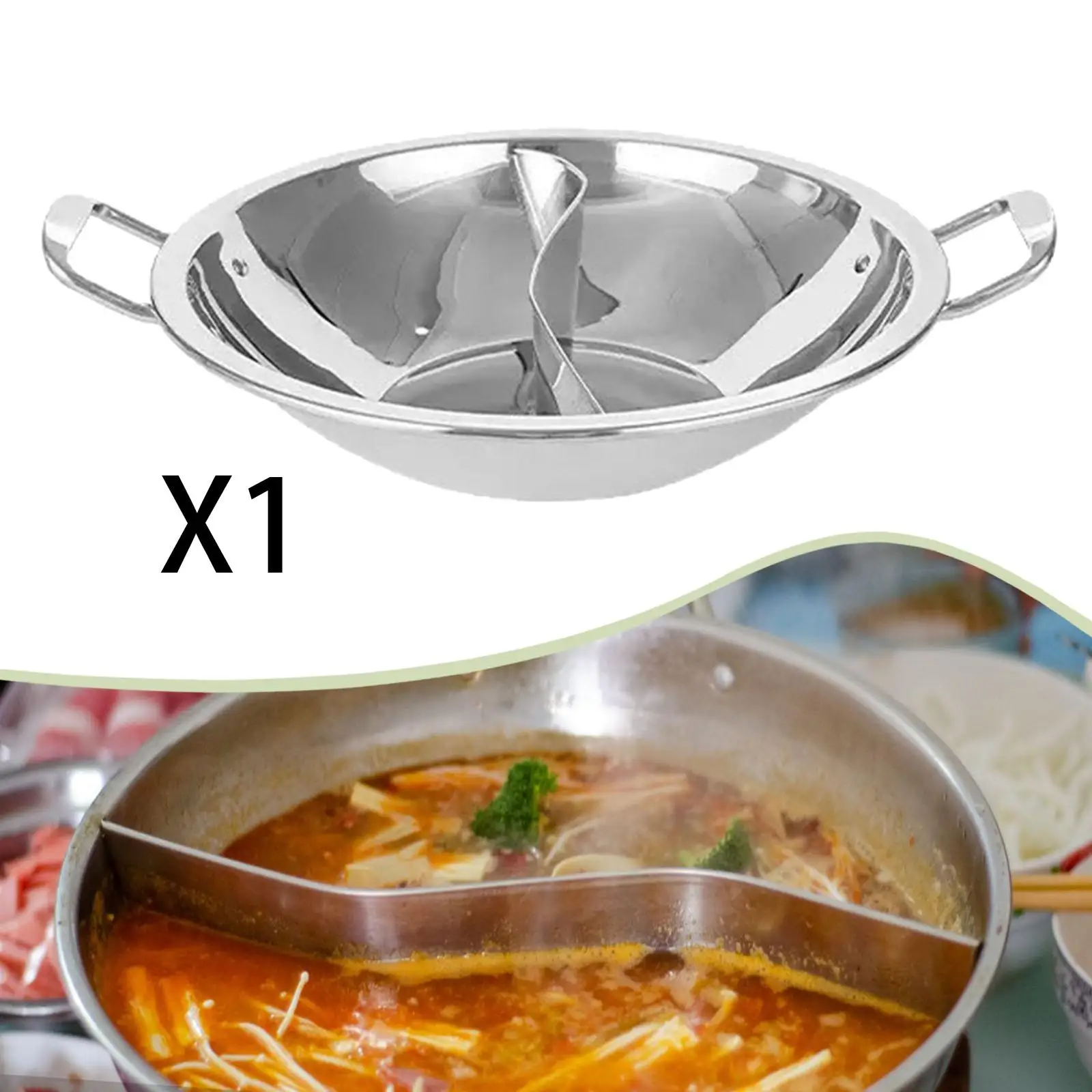 Olla Shabu con divisor de acero inoxidable, dos sabores para estufa de Gas, suministro de cocina, cocina, reunión familiar, Camping