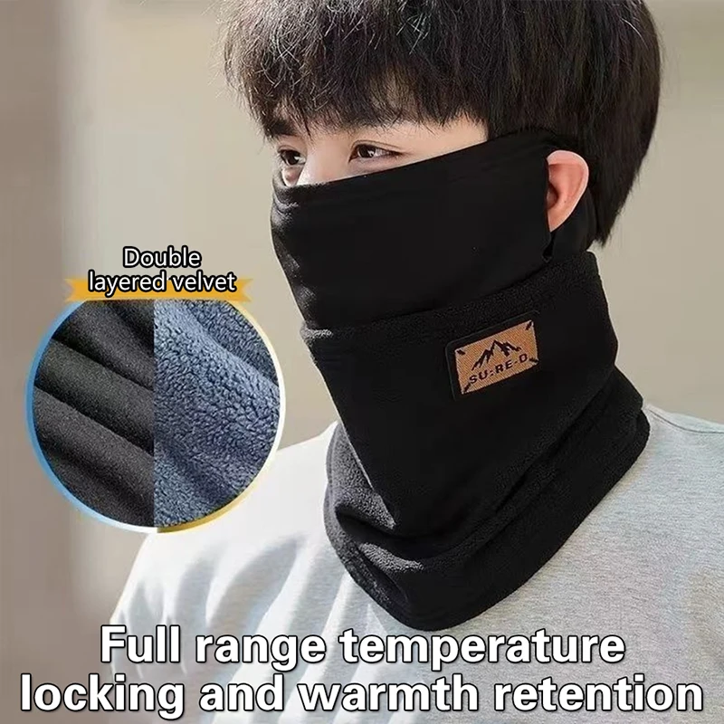 Korean Style Portable Windproof Neck Cover Winter Keep Warm Neck Guard Ear Hanging Scarf Double Layered Long Cycling Face Mask