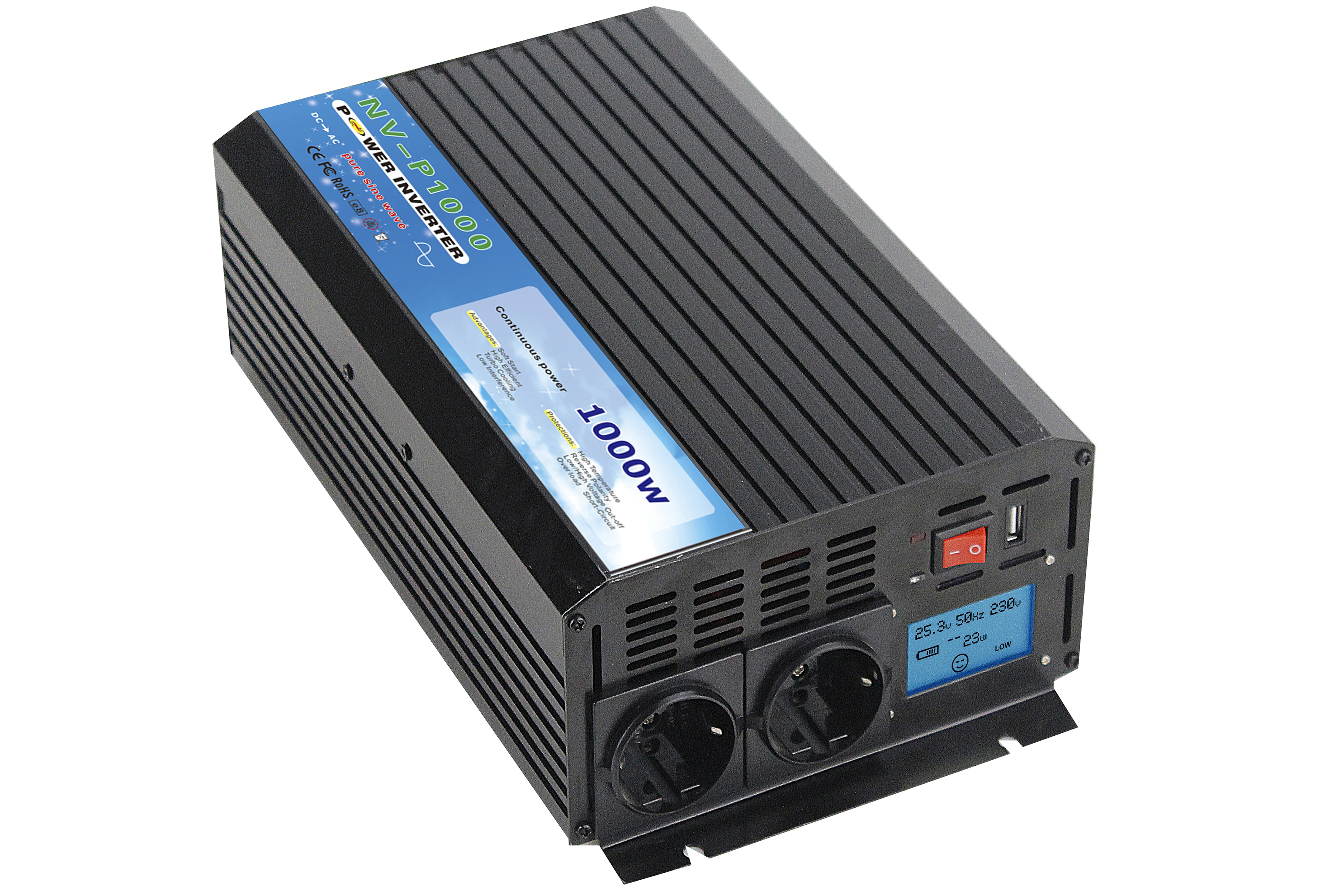 1000W 1KW 1000 Watt Solar Inverter DC To AC Pure Sine Wave For Solar Panel System 48V 24V 12VDC To 110V 120V 220V 230V 240VAC view 2