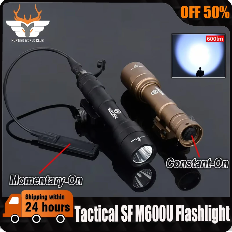 

WADSN Tactical Airsoft Surefir M600 M600U Weapon Scout Powerful Flashlight Dual Function Switch Hunting Outdoor Fit 20mm Rail