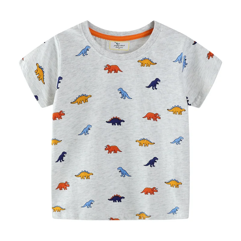 

Jumping Meters 2-7T Dinosaurs Boys Tshirt Summer All Printed Short Sleeve Boys Girls Tees Kids Fashion Hot Selling Baby Clothes