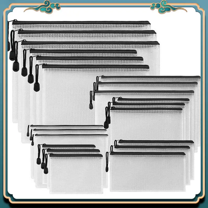 ABJG-84Pack 지퍼 파우치(7가지 크기)학교 사무용품 크로스 스티치 정리 보관용