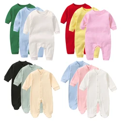 Promotie Beperkte aanbieding Katoenen pasgeboren baby-jumpsuits Groeiende rompertjes Jongenslaappakken Meisjes Eendelige truien Groeit pyjama Roupa